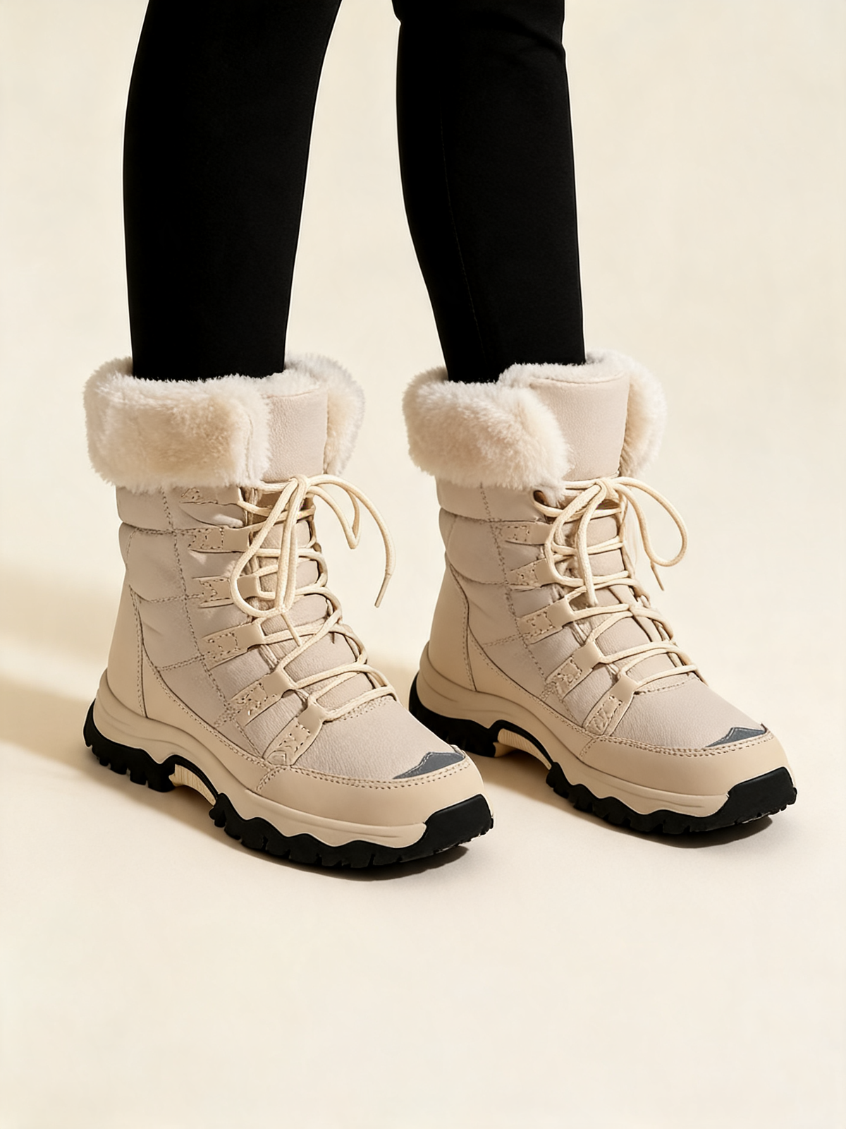 Freya Faux Fur Lace-Up Snow Boots