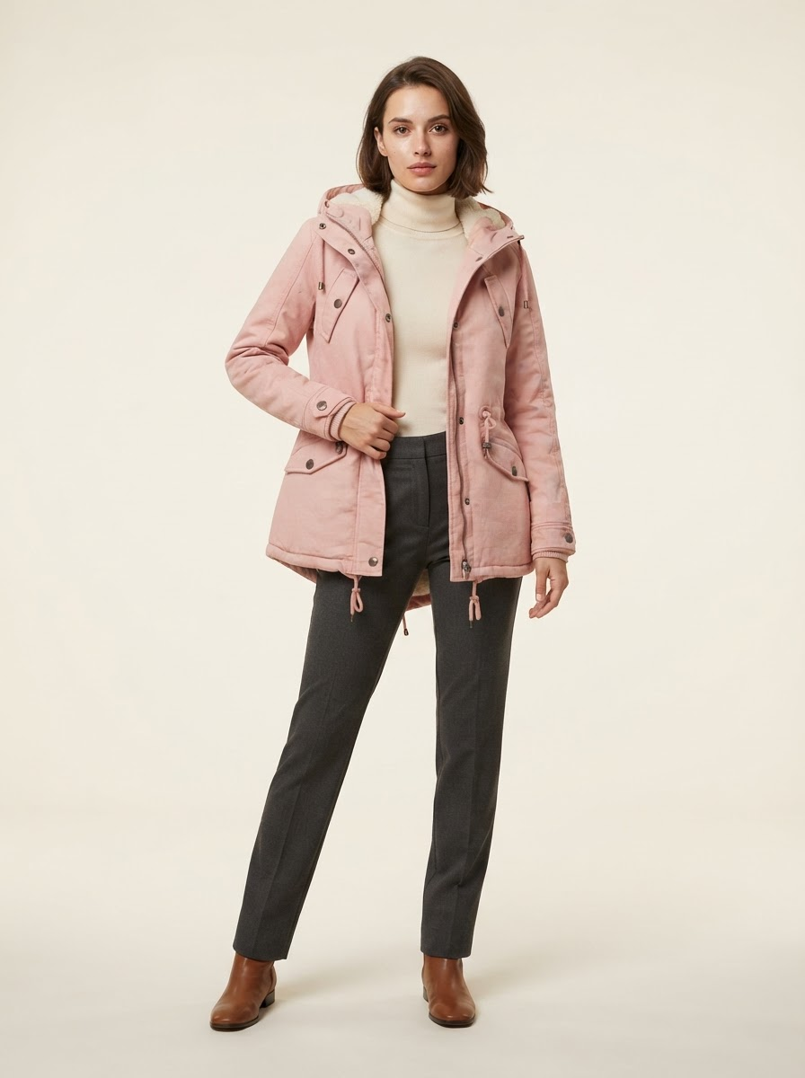Elsie Pink Fleece-Lined Hooded Parka