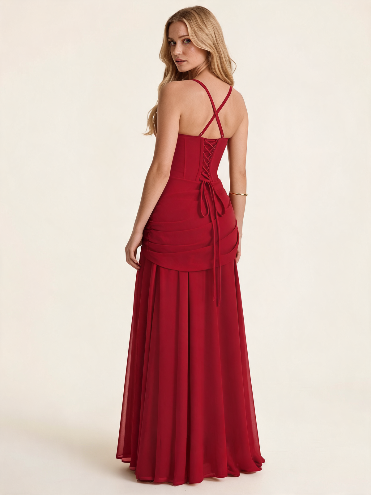 Marguerite Burgundy Ruched Maxi Dress