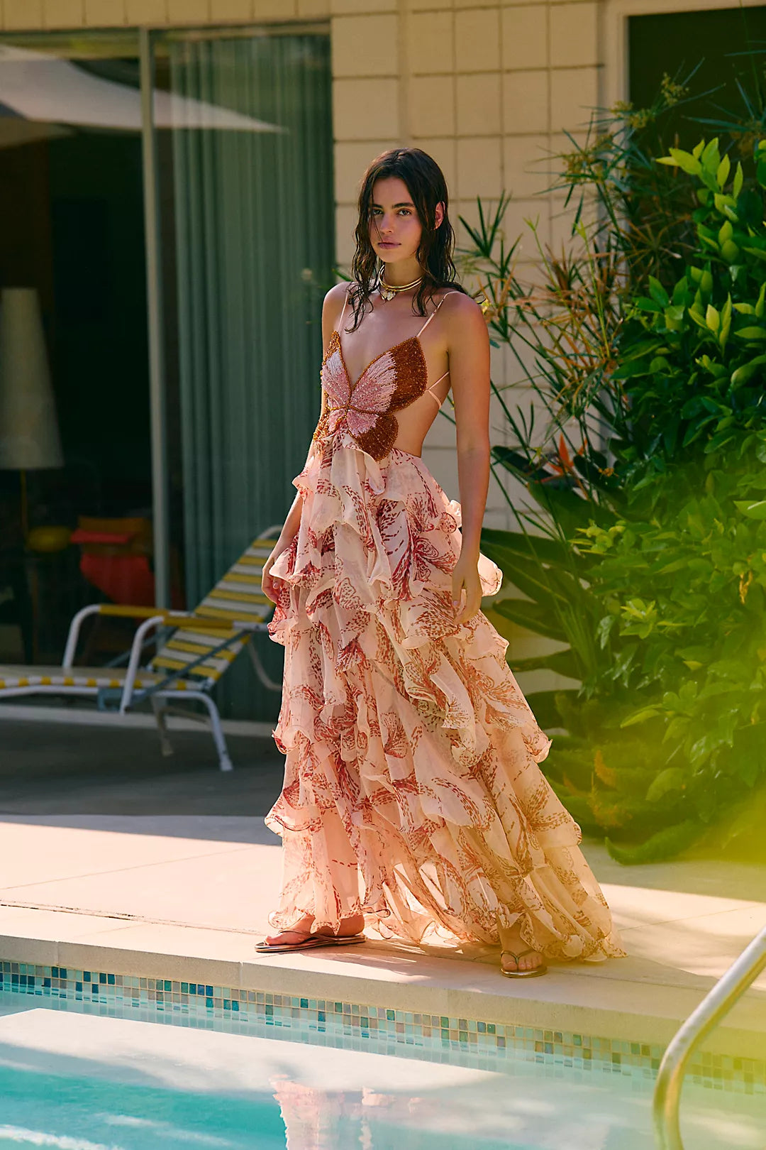 Lila Butterfly Maxi Dress