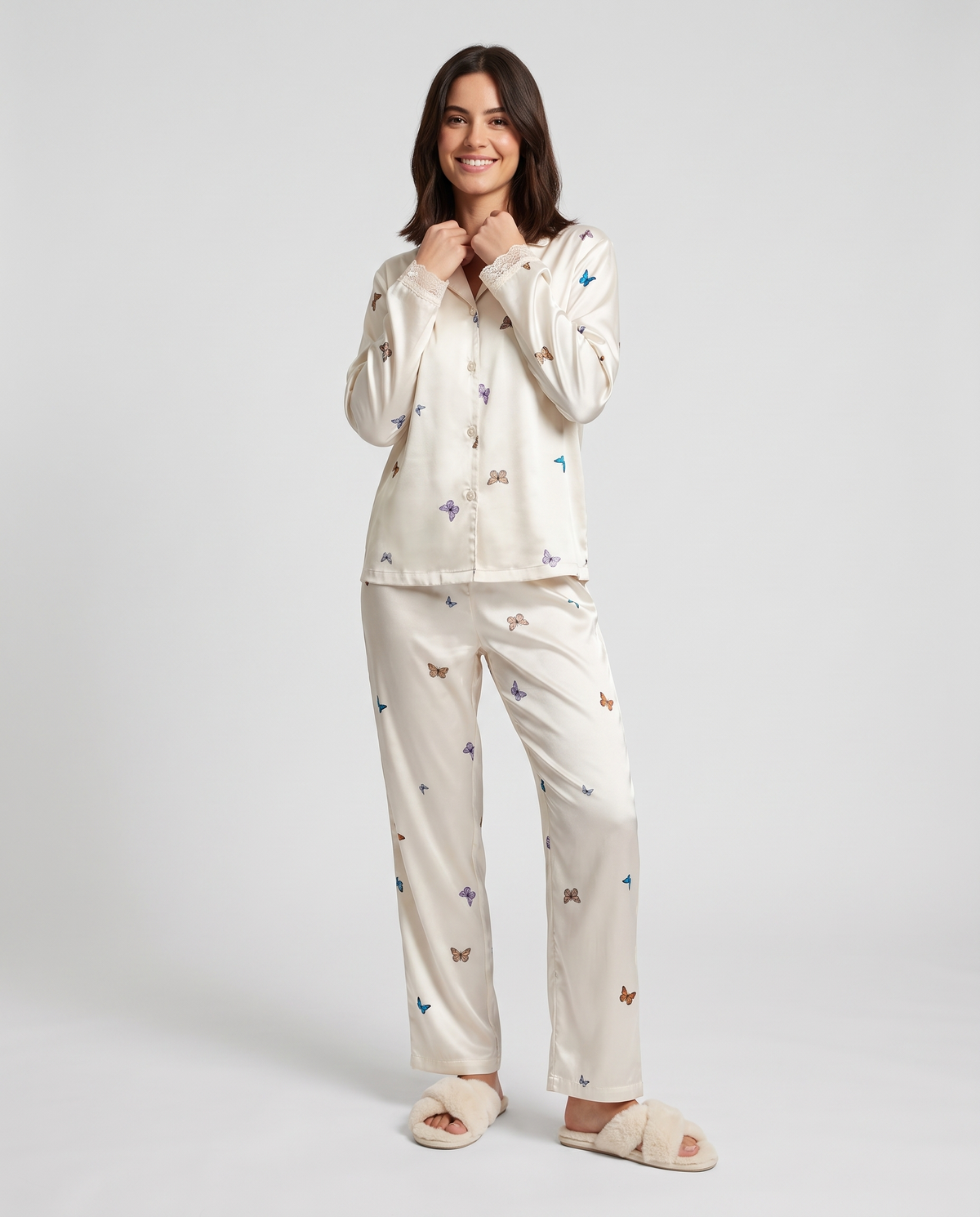 Pyjama Set – Peony Floral Satin Lace