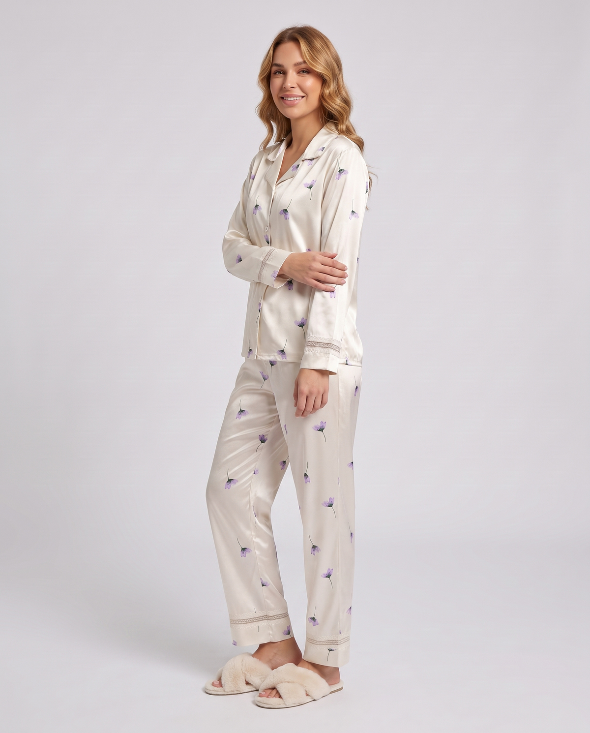 Pyjama Set – Peony Floral Satin Lace