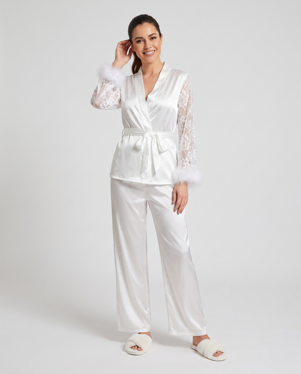 Pyjama Set – Estelle Satin Wrap Lounge Set