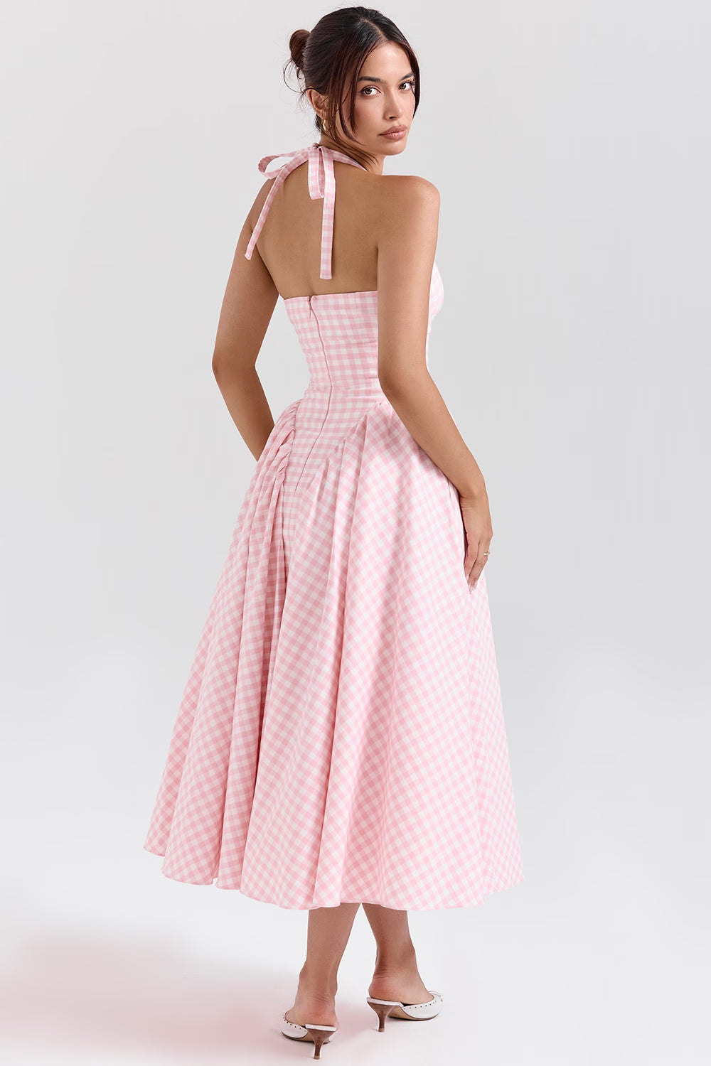 Marabella | Gingham Halter Midi Dress