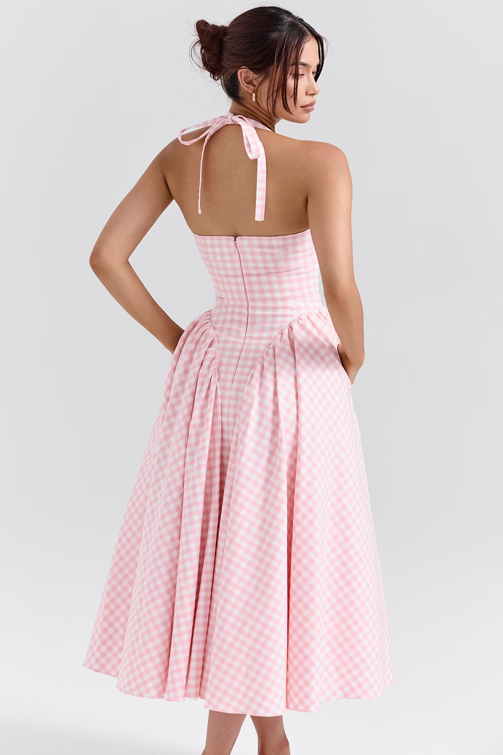 Marabella | Gingham Halter Midi Dress