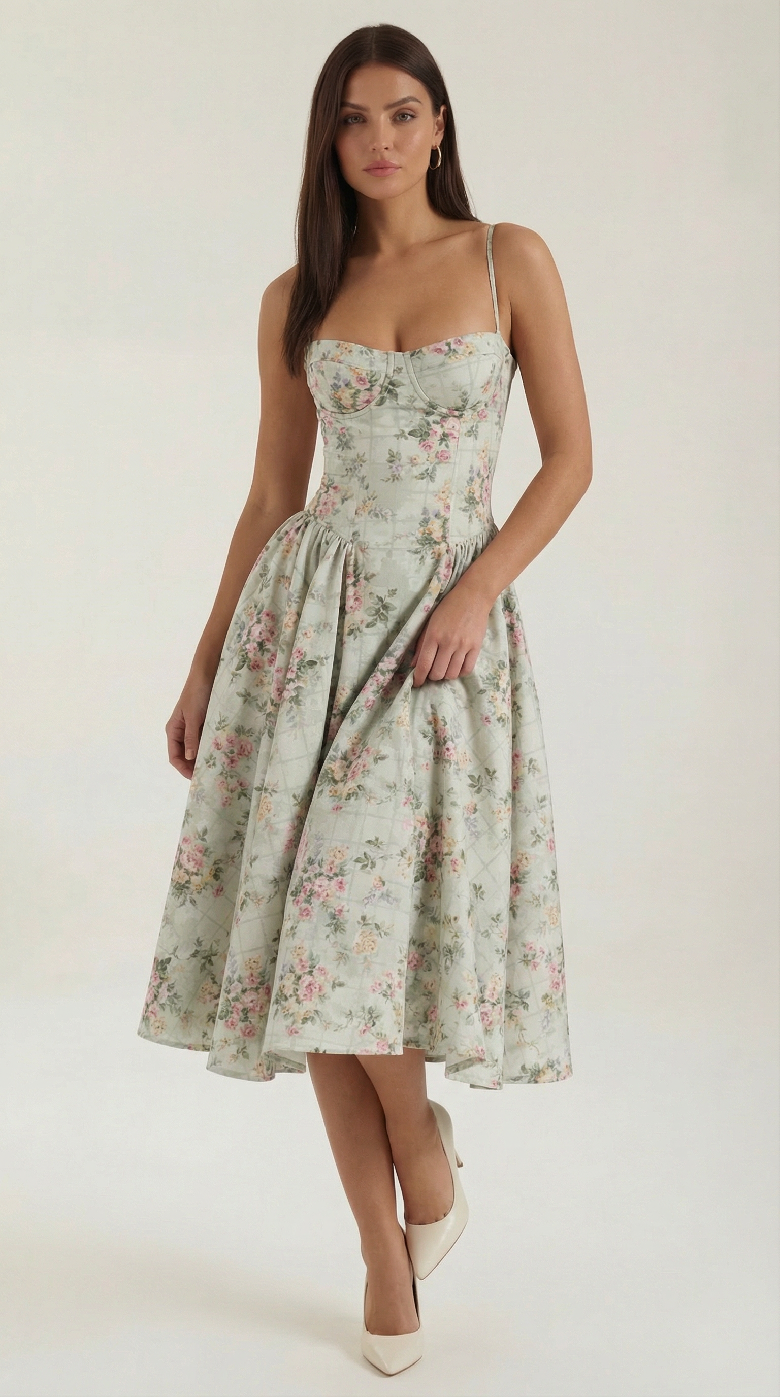 Ulva Floral Corset Midi Dress