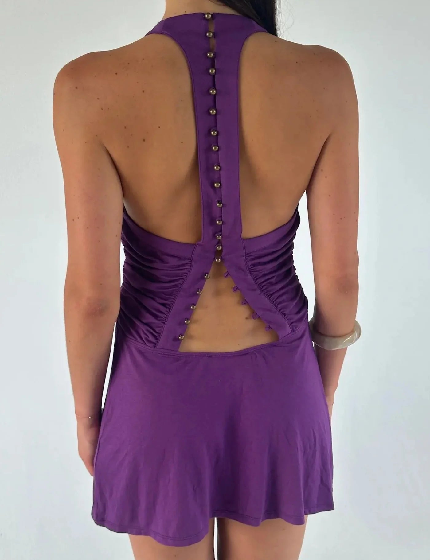 Zelina | Ruched Racerback Mini Dress
