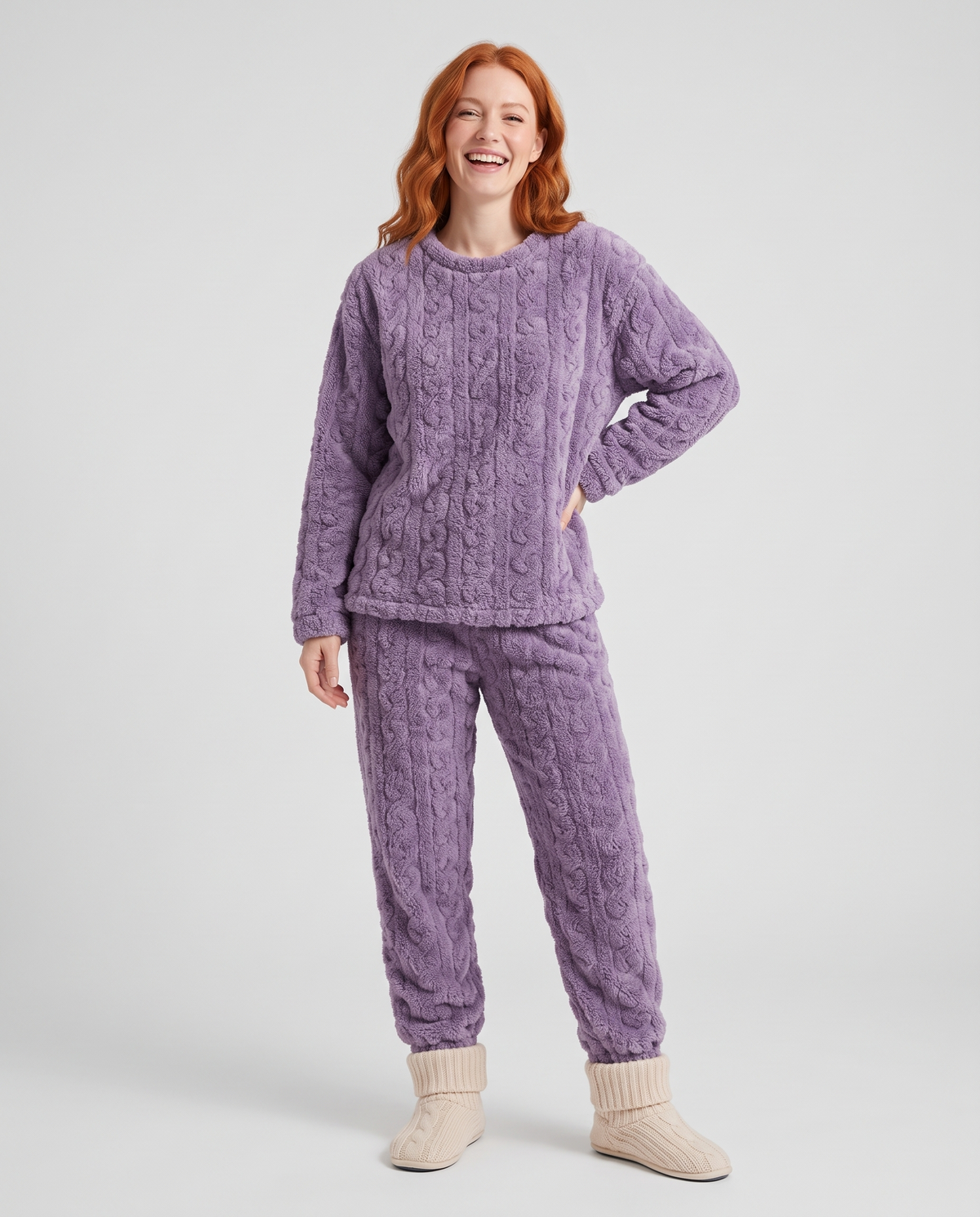 Pyjama Set – Nessa Plush Fleece Cable Lounge Set