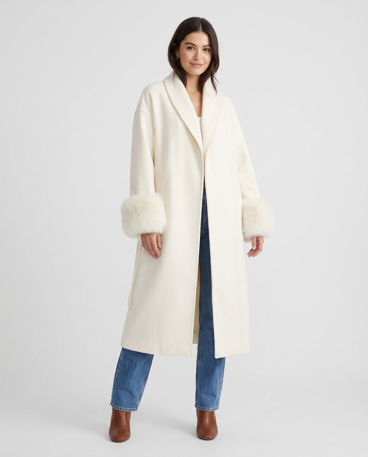 Long Coat – Ruth Faux Fur Cuff Winter Coat