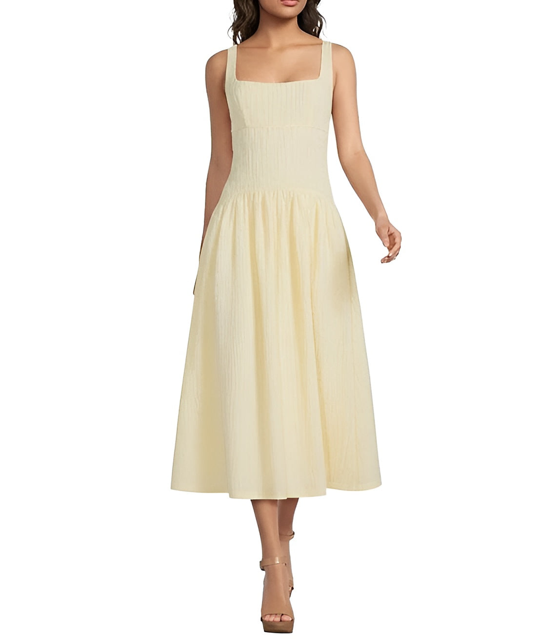 Violetta | Crinkle Drop Waist Midi Dress