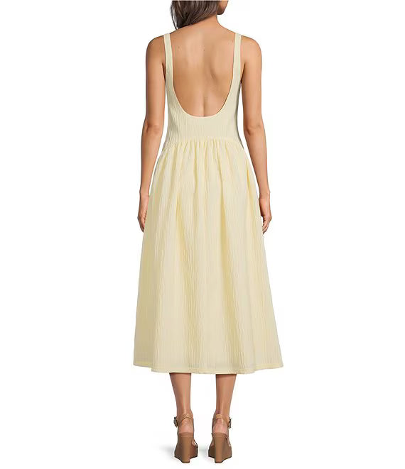 Violetta | Crinkle Drop Waist Midi Dress