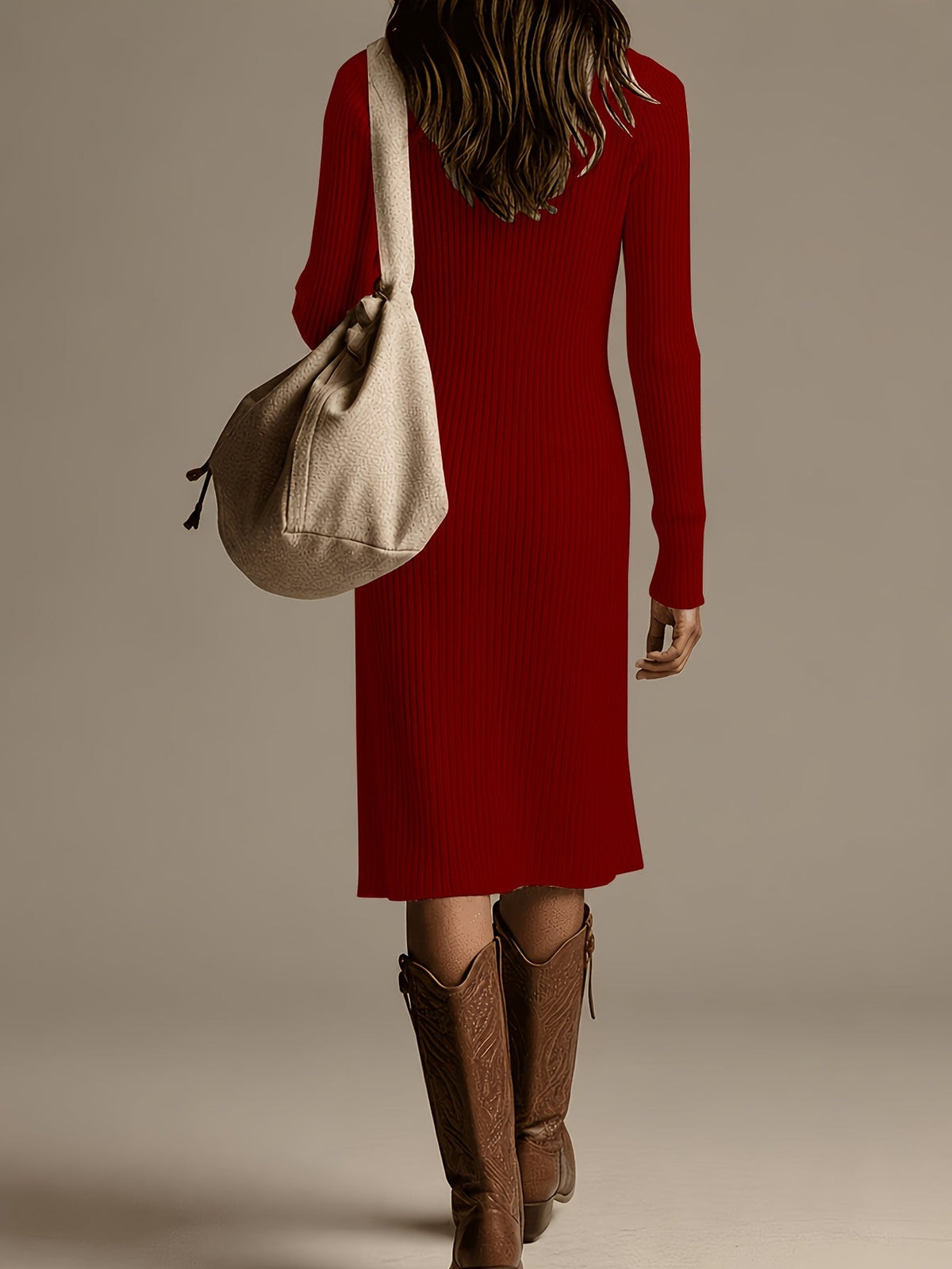 Amélie Ribbed Knit Midi Dress
