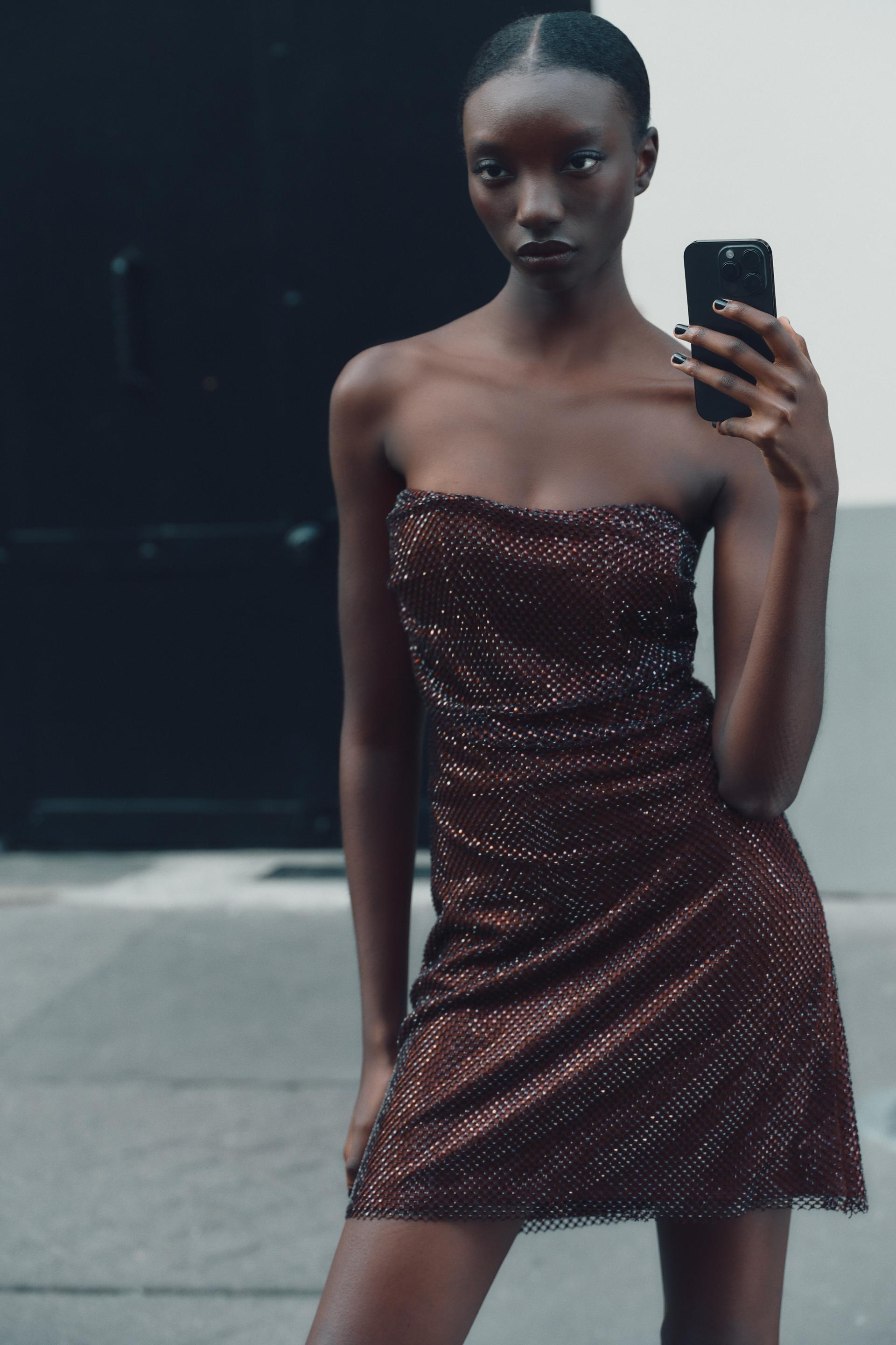 Ruby Strapless Glitter Mini Dress ✨