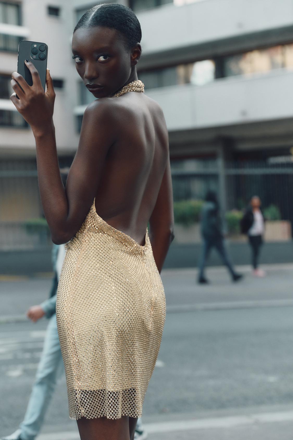 Celeste | Sparkly Halter Mini Dress