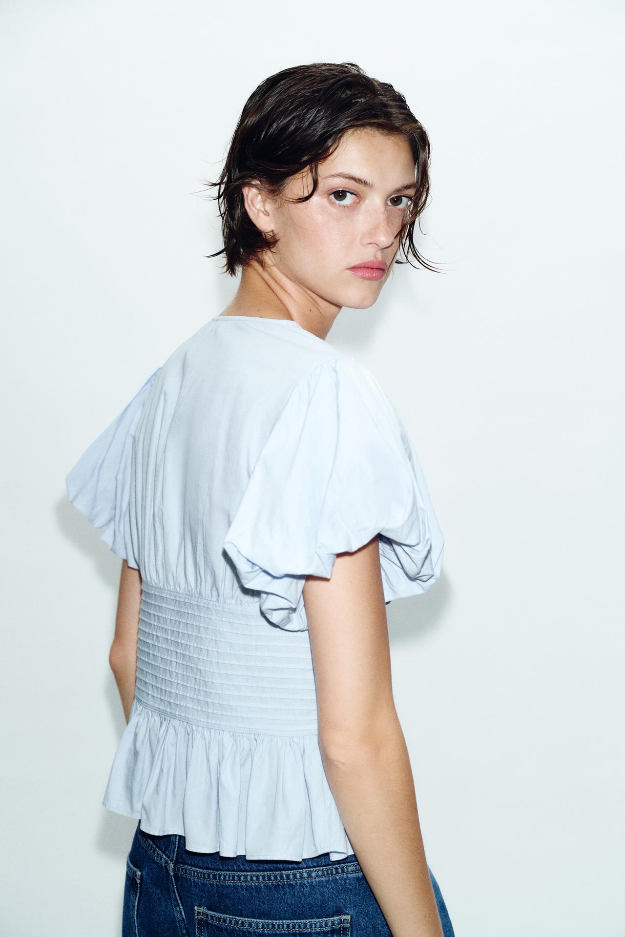 Liora | Pleated Balloon Sleeve Blouse