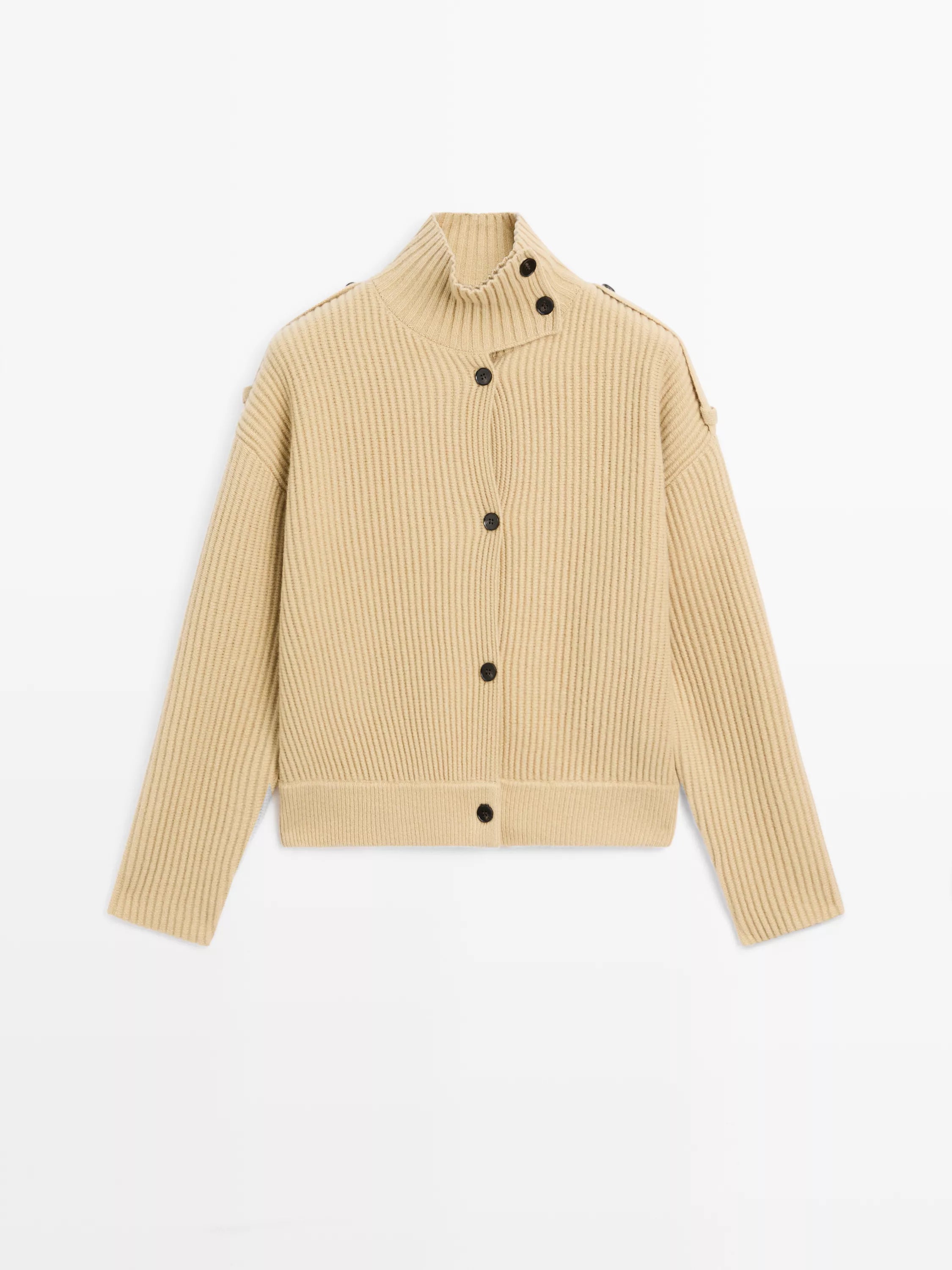 Arlette | 100% Wool Turtleneck Knit Cardigan