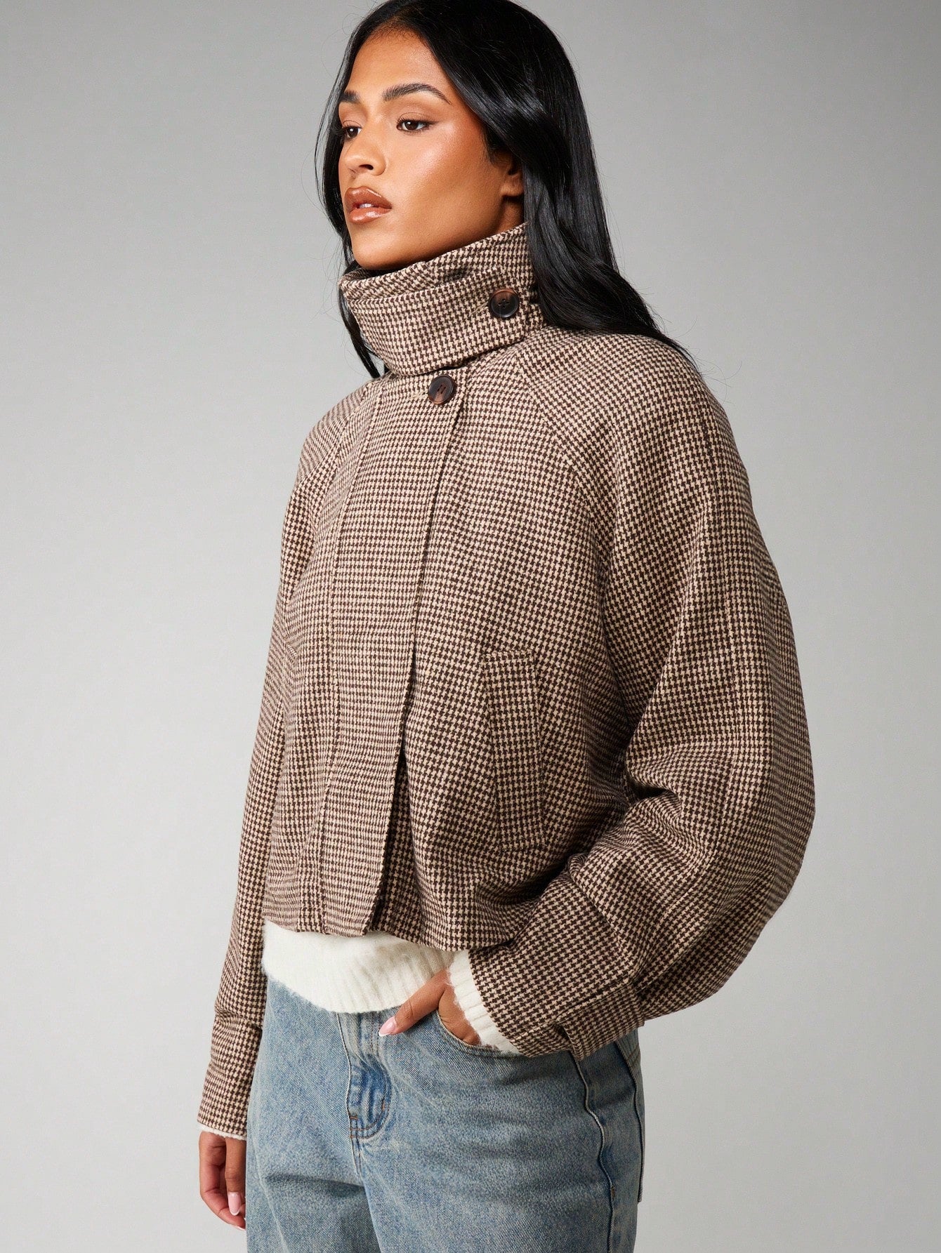 Lina | Cozy Oversized Houndstooth Jacket