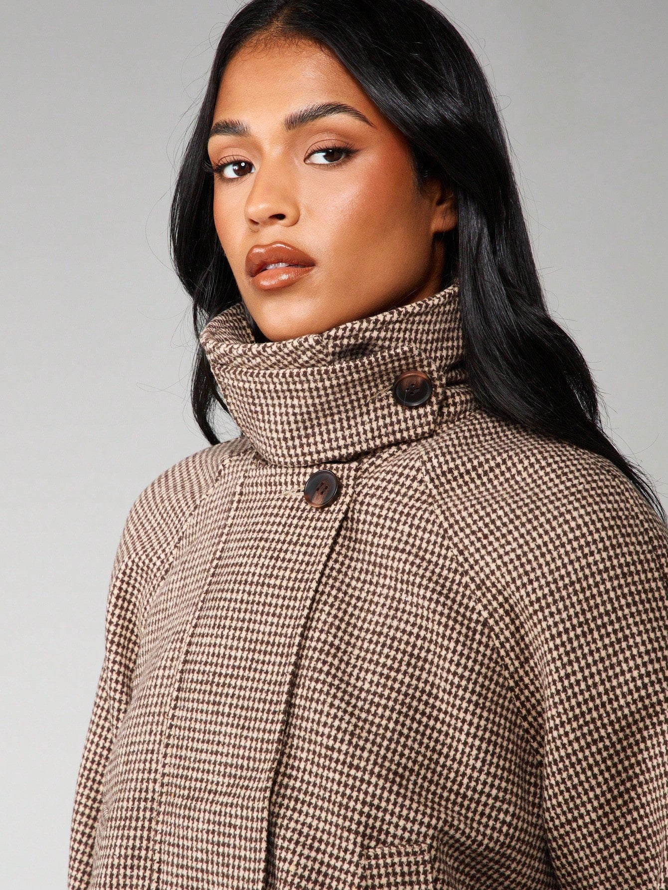 Lina | Cozy Oversized Houndstooth Jacket