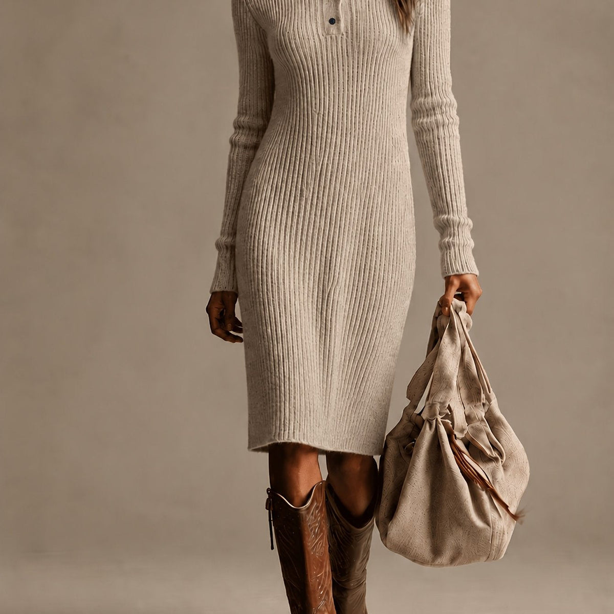 Amélie Ribbed Knit Midi Dress