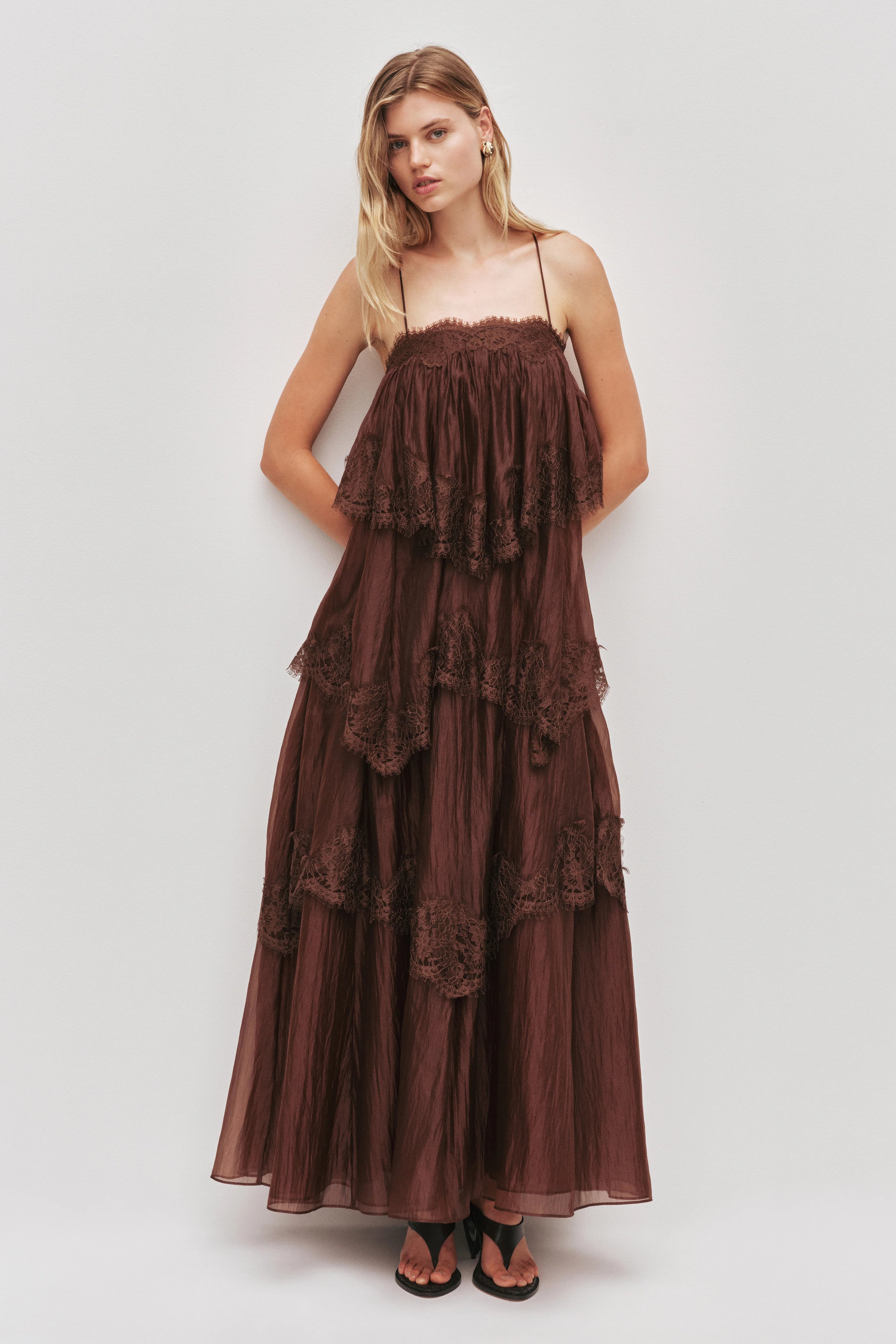 Elara | Romantic Lace Tiered Maxi Gown