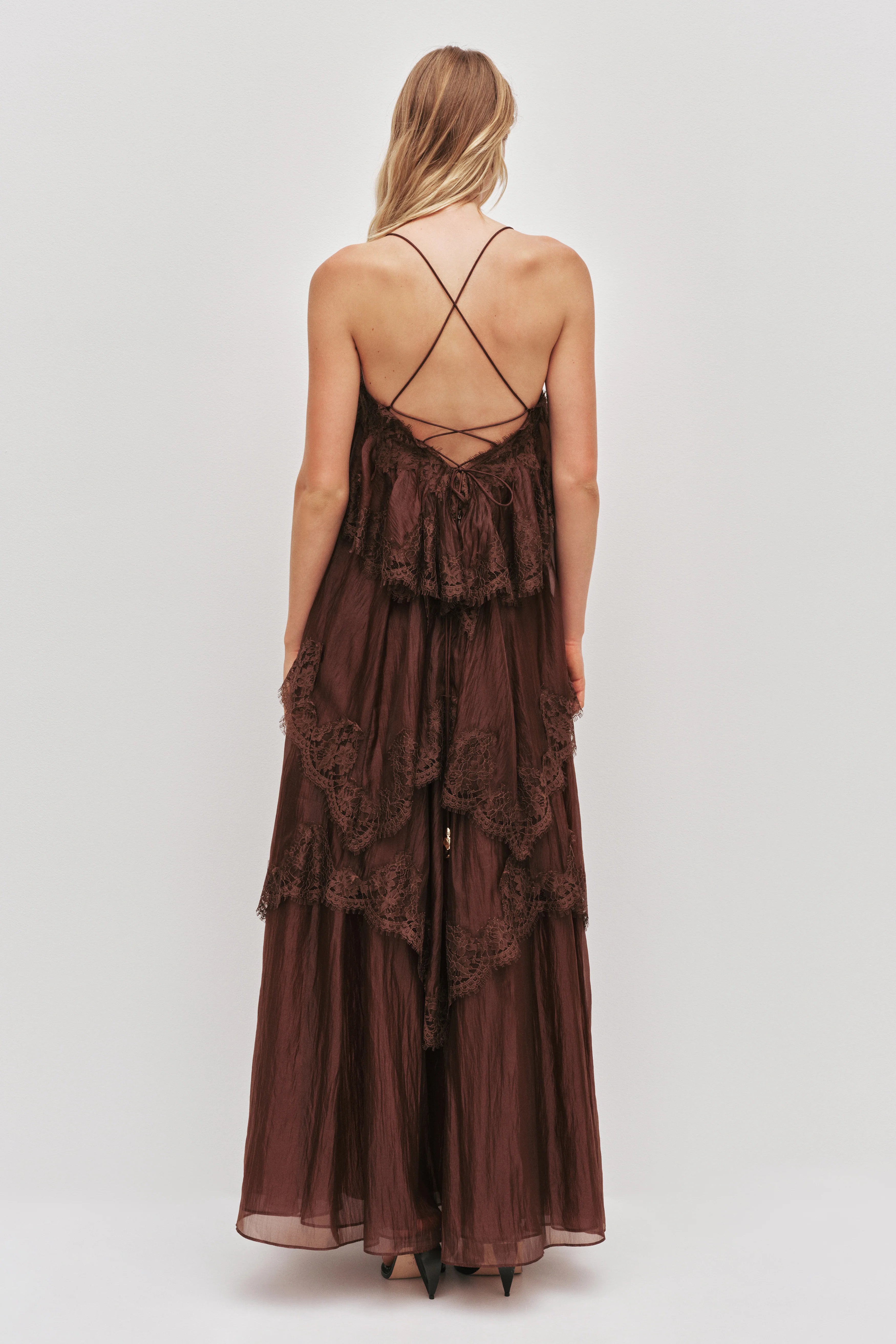 Elara | Romantic Lace Tiered Maxi Gown
