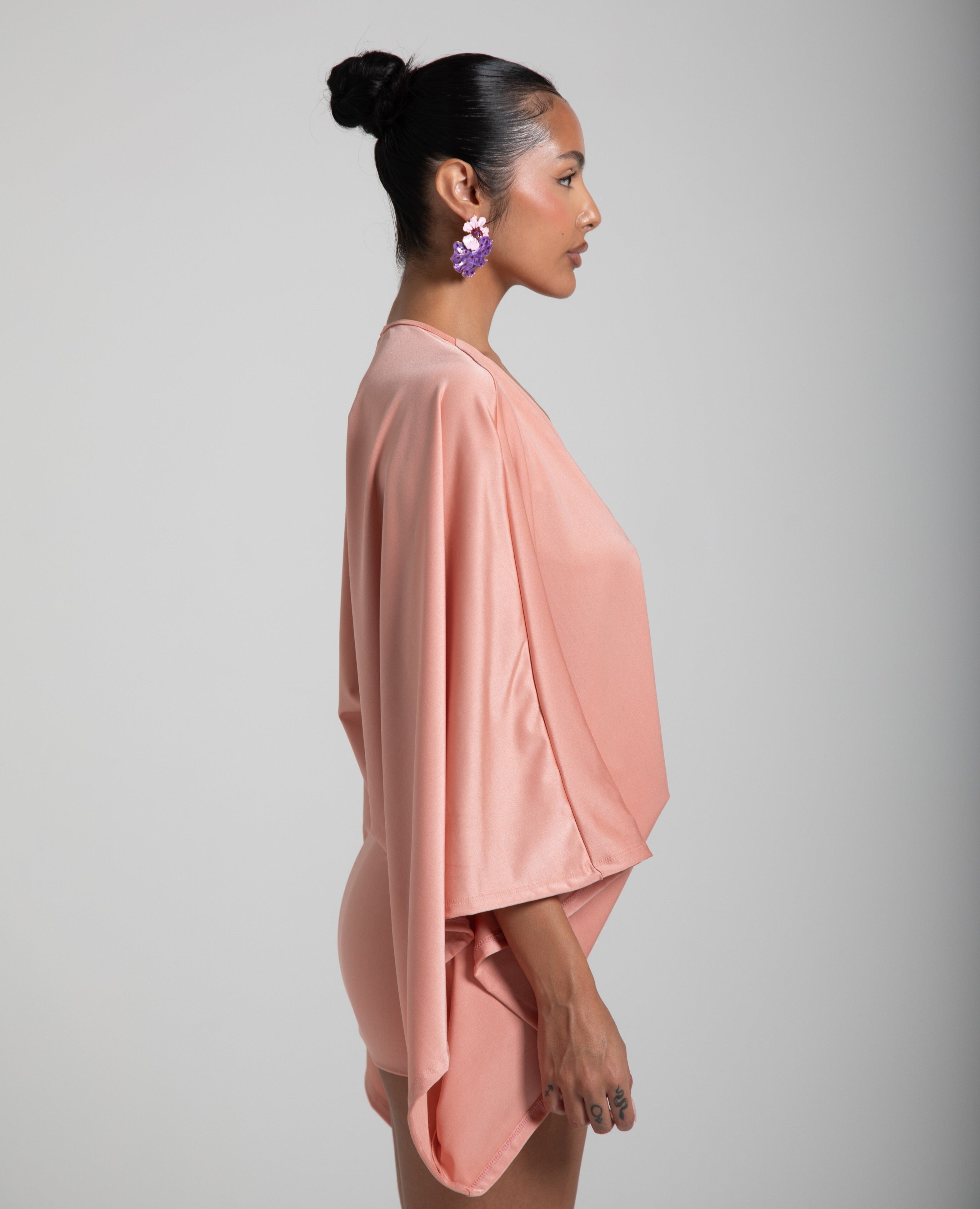 Isla | Deep-Plunge Batwing Mini Dress