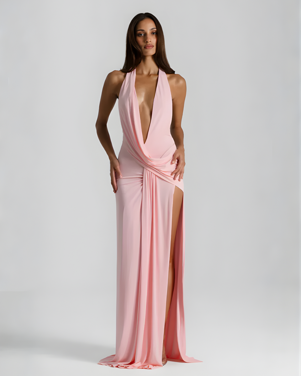 Mila Halter Neck Maxi Dress