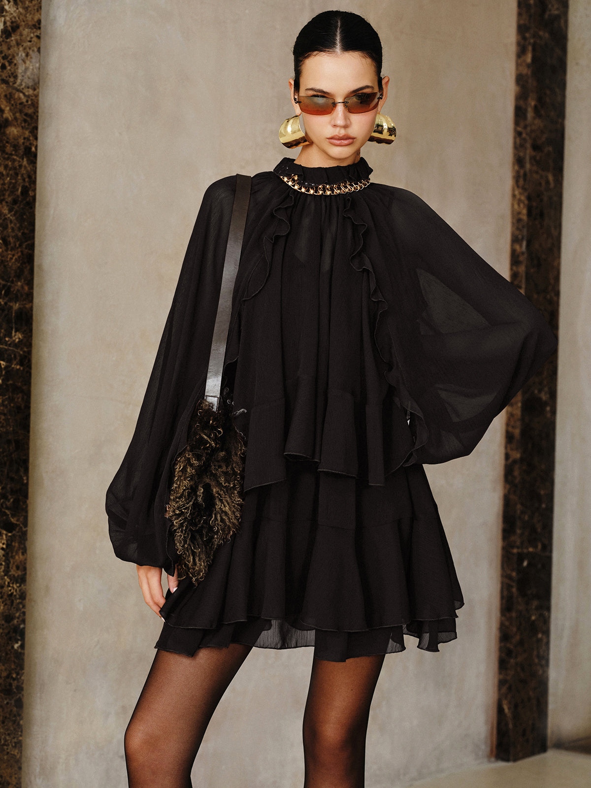 Whisper Ruffle | Chiffon Mini Dress Set