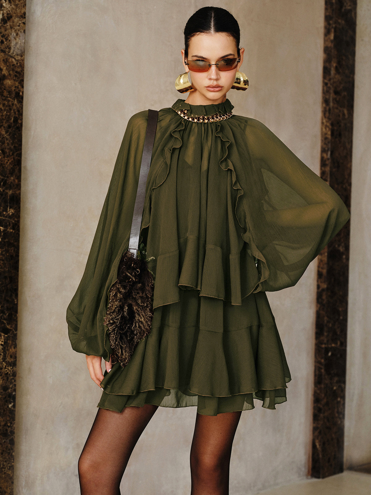 Whisper Ruffle | Chiffon Mini Dress Set