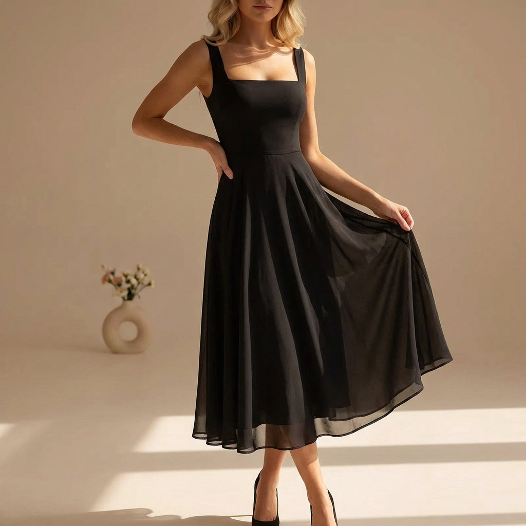 Rina Sleeveless Chiffon Midi Dress
