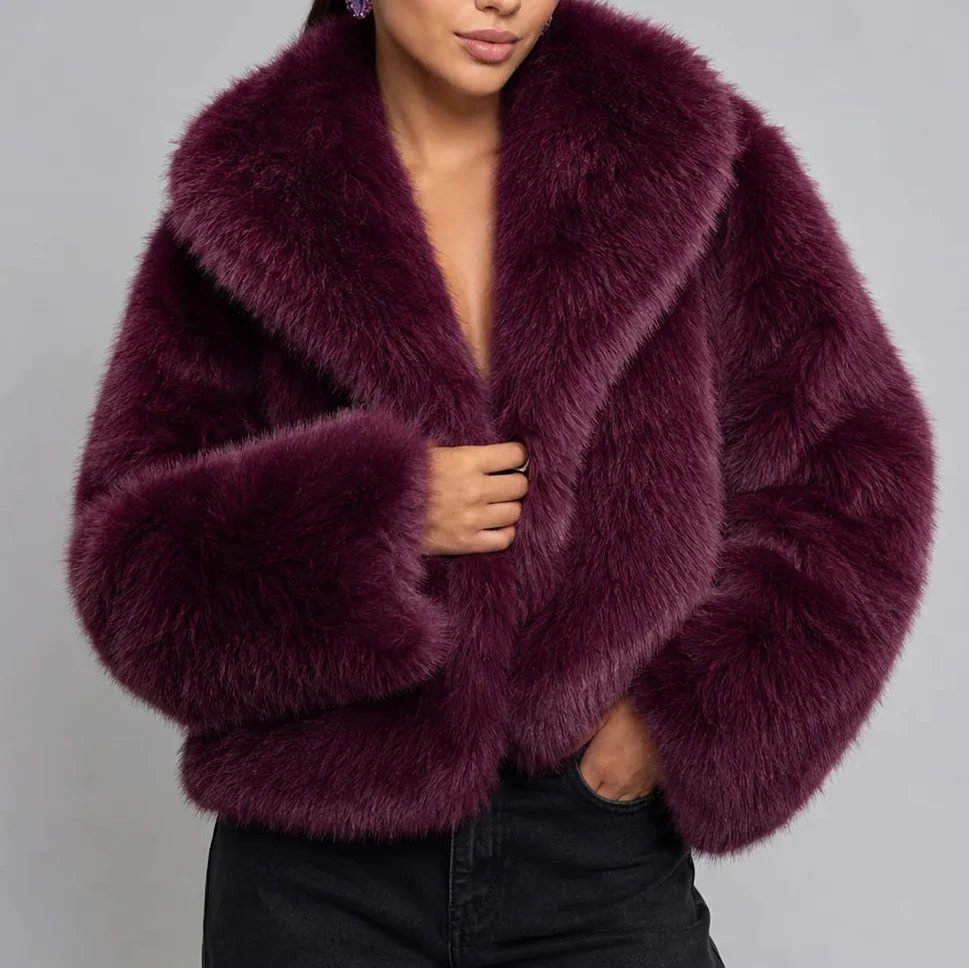 Women's Faux Fur Jacket | Cropped Winter Jacket