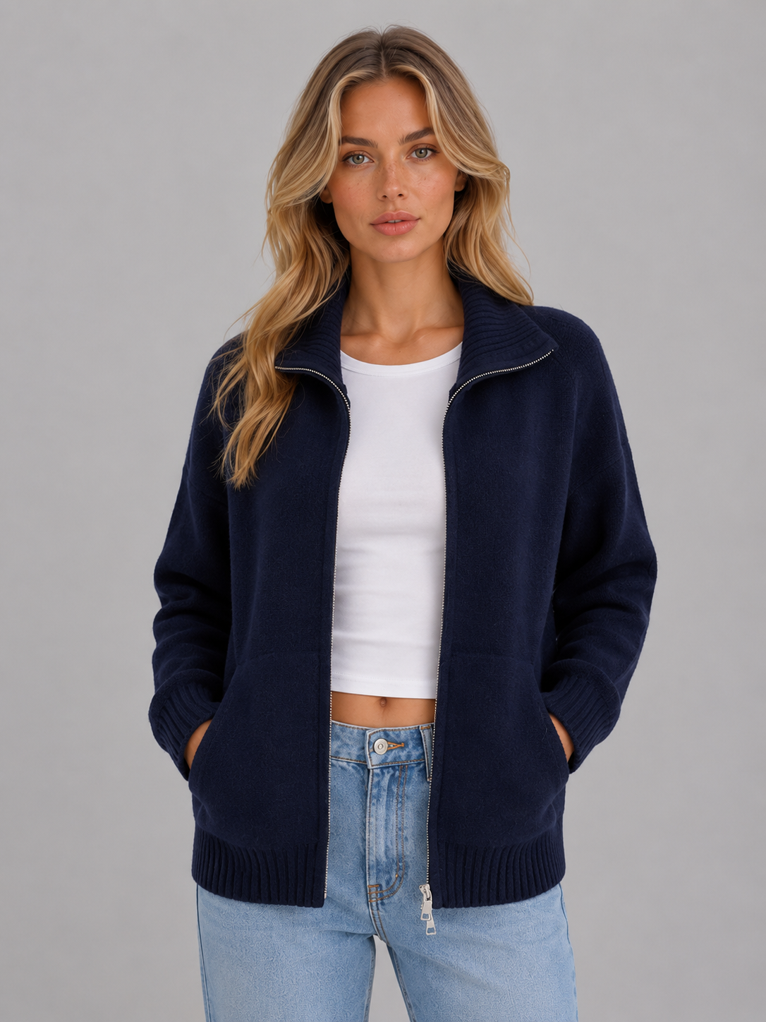 Women's Zip Up Knitted Sweater