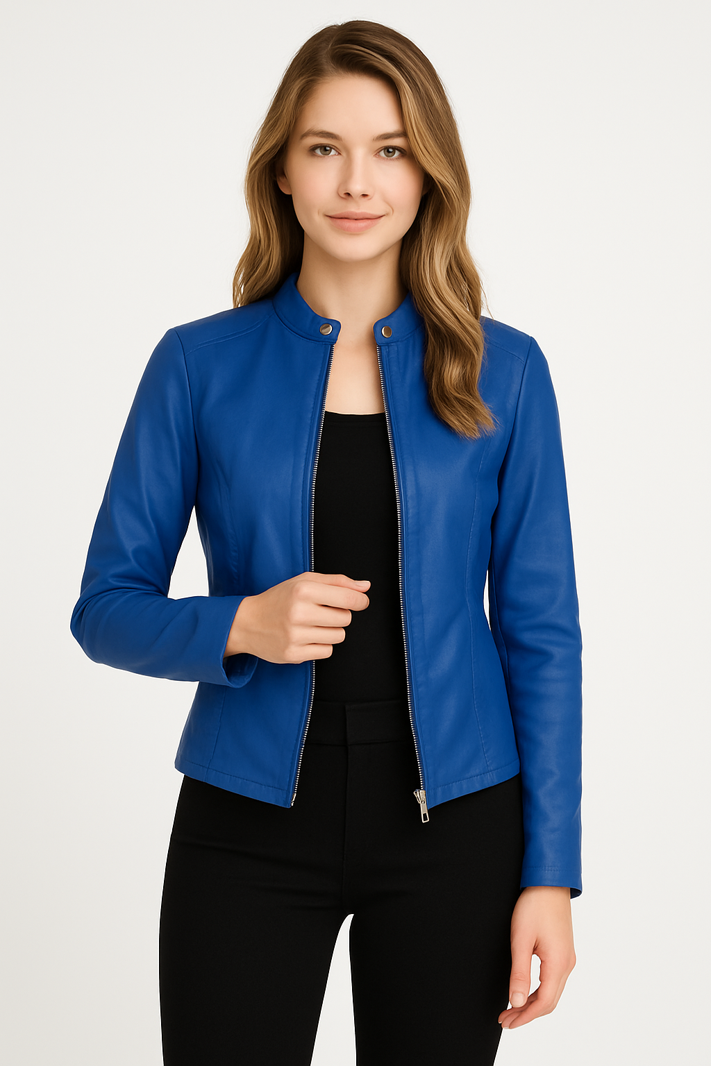 Elara Faux Leather Cropped Jacket