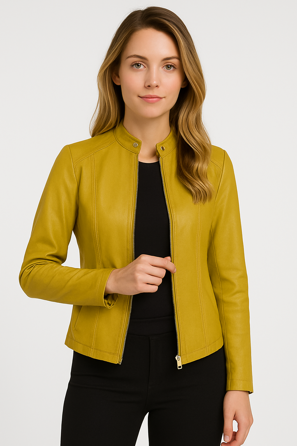 Elara Faux Leather Cropped Jacket