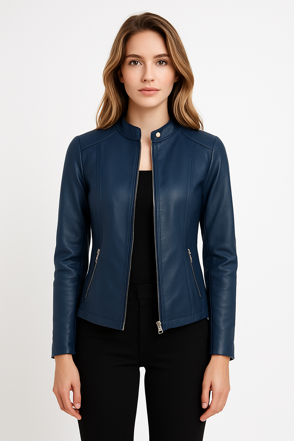 Elara Faux Leather Cropped Jacket