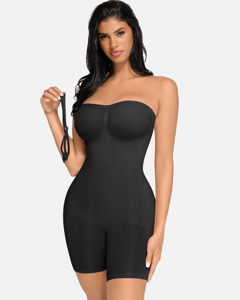 Seamless Strapless Bodysuit with Removable Straps