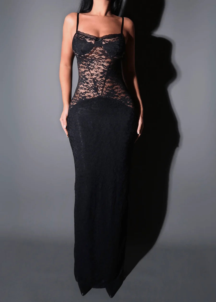 Lina | Lace Sculpt Maxi Dress