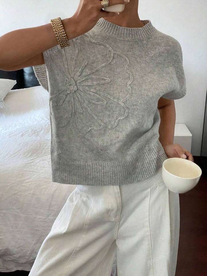 Callie 3D Floral Knit Vest
