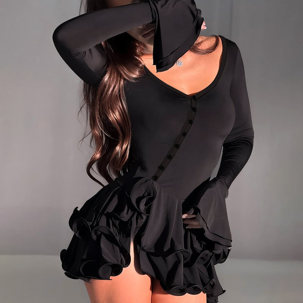 Ruffle Mini Dress – Isabella Flare Sleeve Party Dress