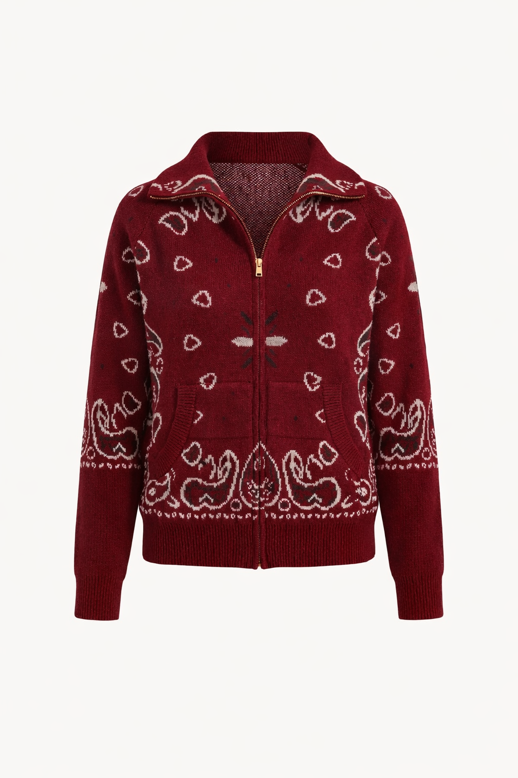 Delaney Paisley Zip-Up Cardigan