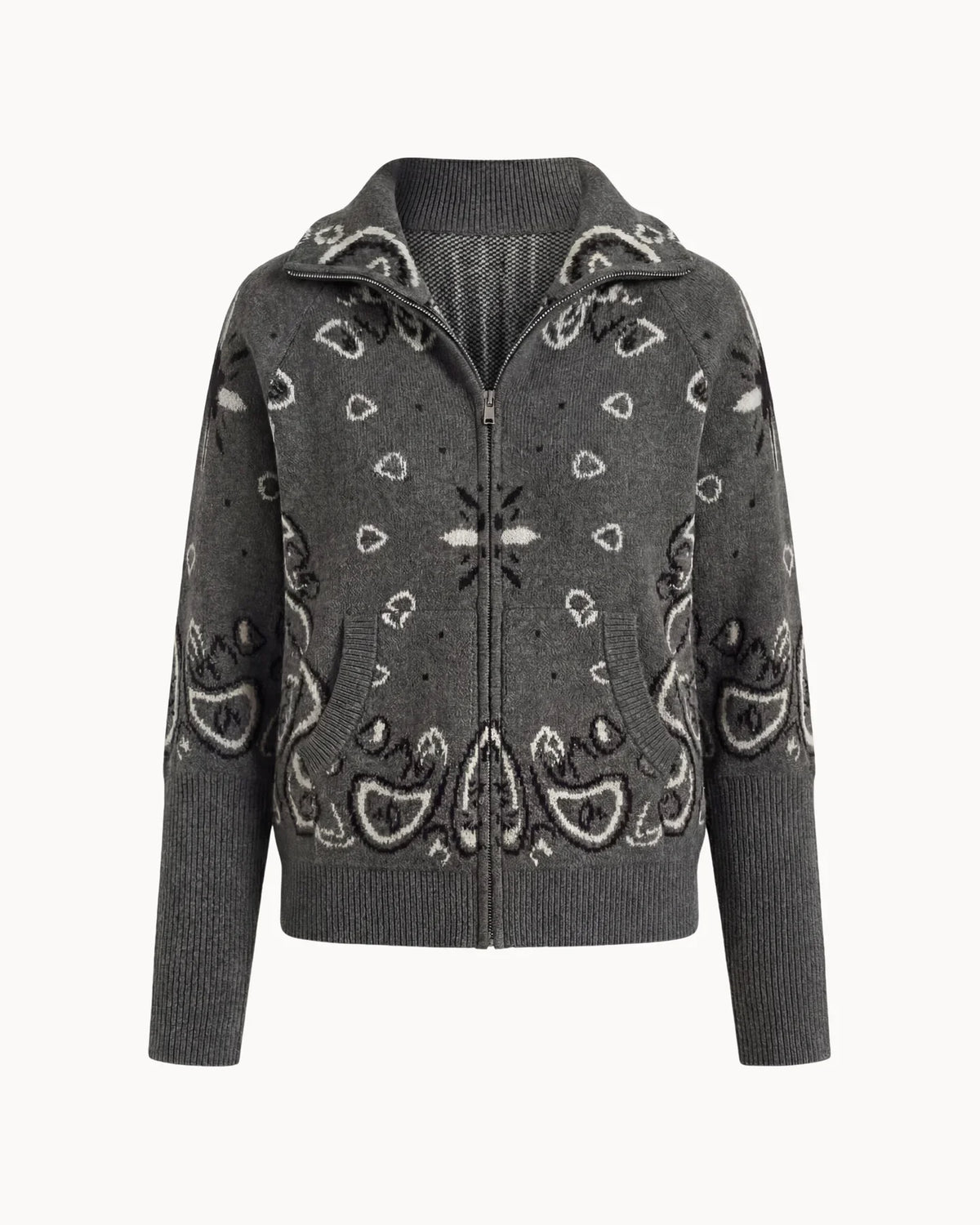 Delaney Paisley Zip-Up Cardigan
