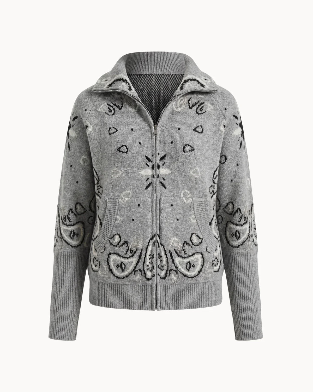 Delaney Paisley Zip-Up Cardigan