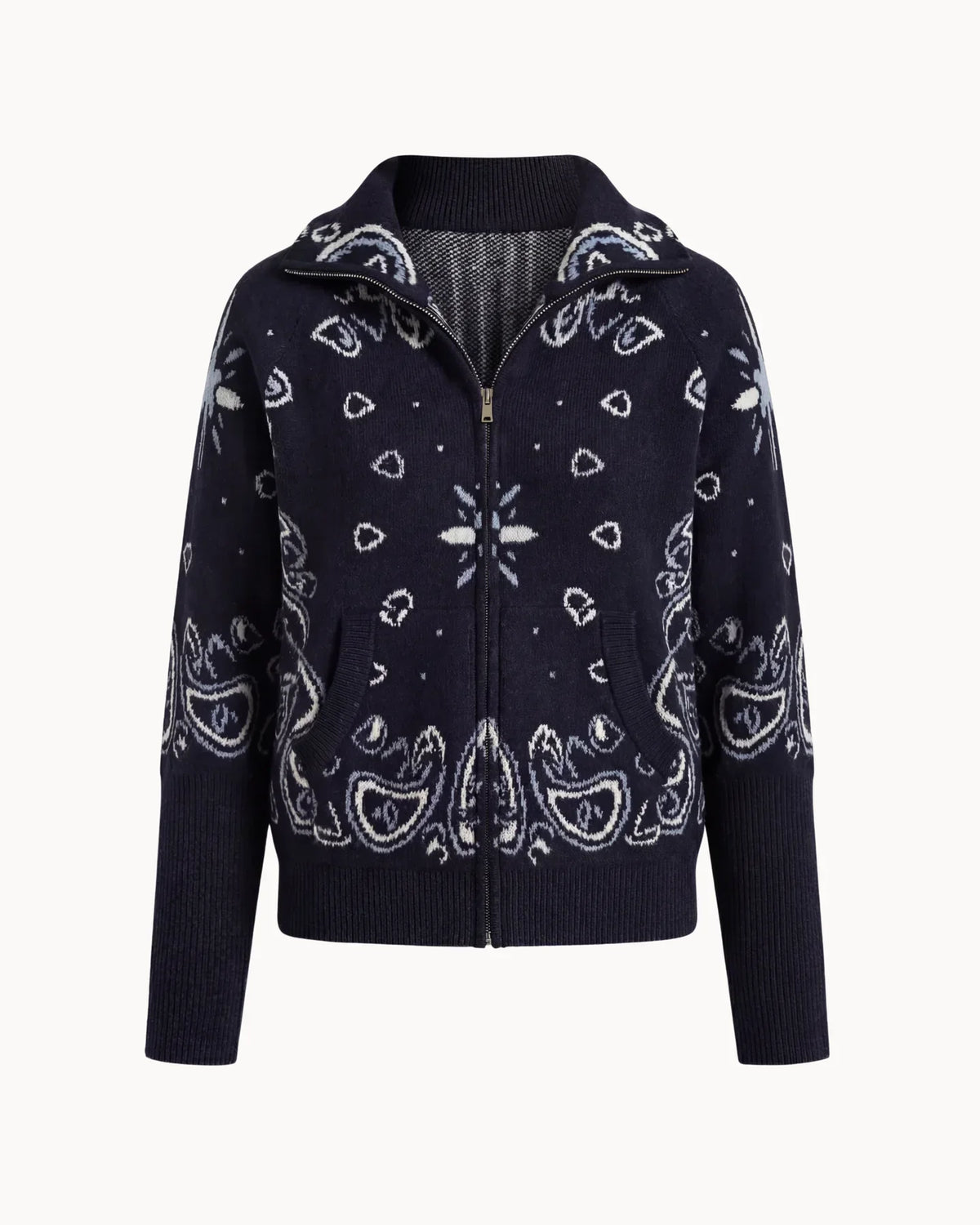 Delaney Paisley Zip-Up Cardigan