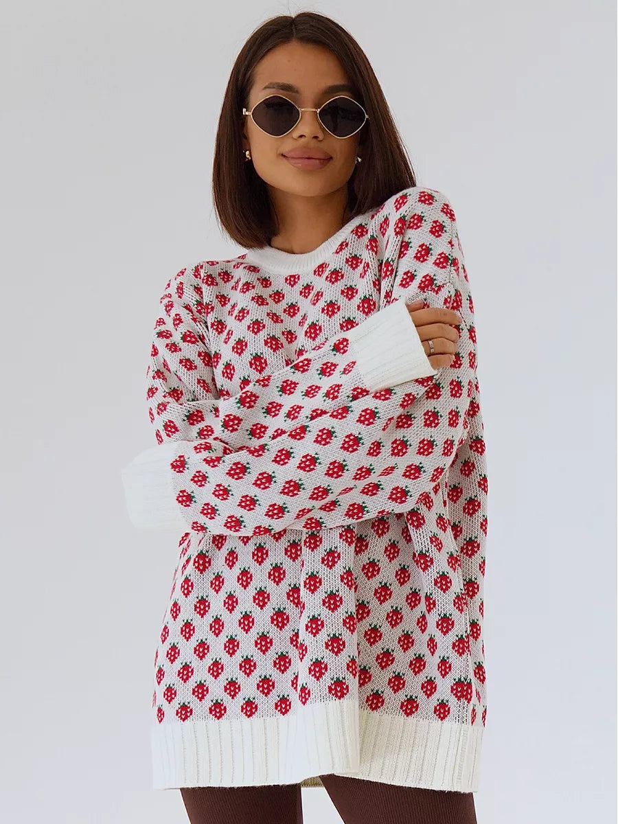Emery Strawberry Print Sweater