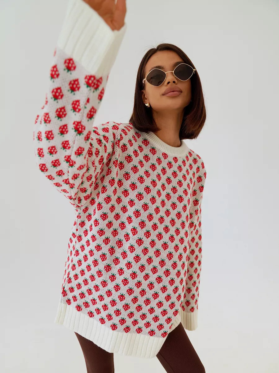 Emery Strawberry Print Sweater