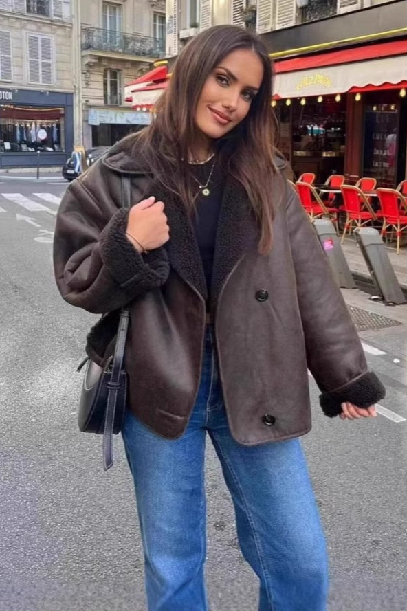 Rosemary Faux Shearling Aviator Jacket