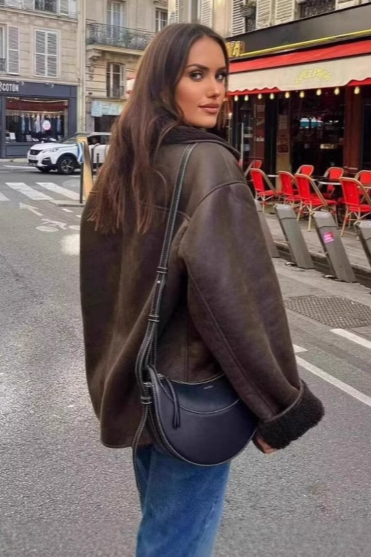 Rosemary Faux Shearling Aviator Jacket