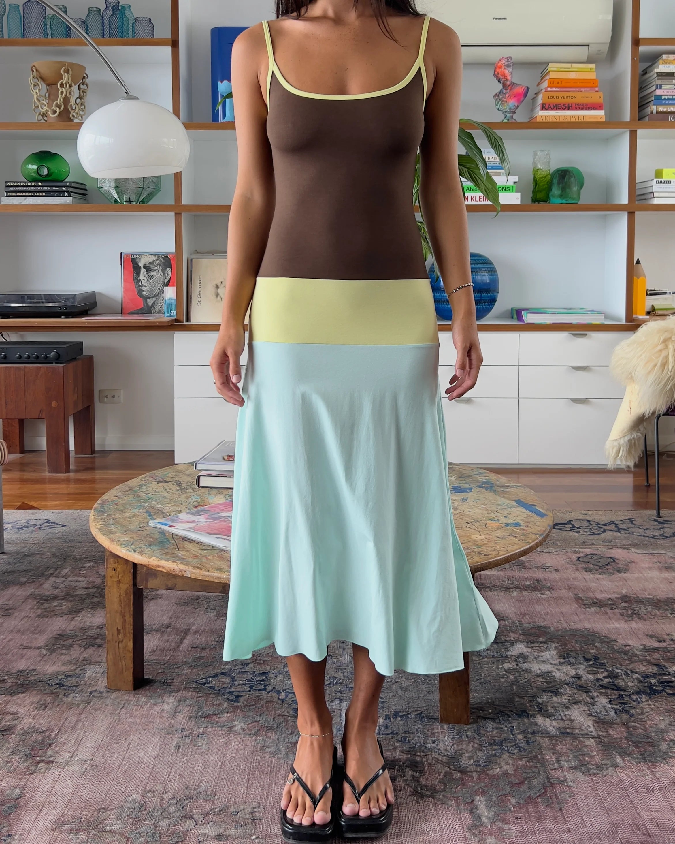 Lucia | Colourblock Slip Midi Dress