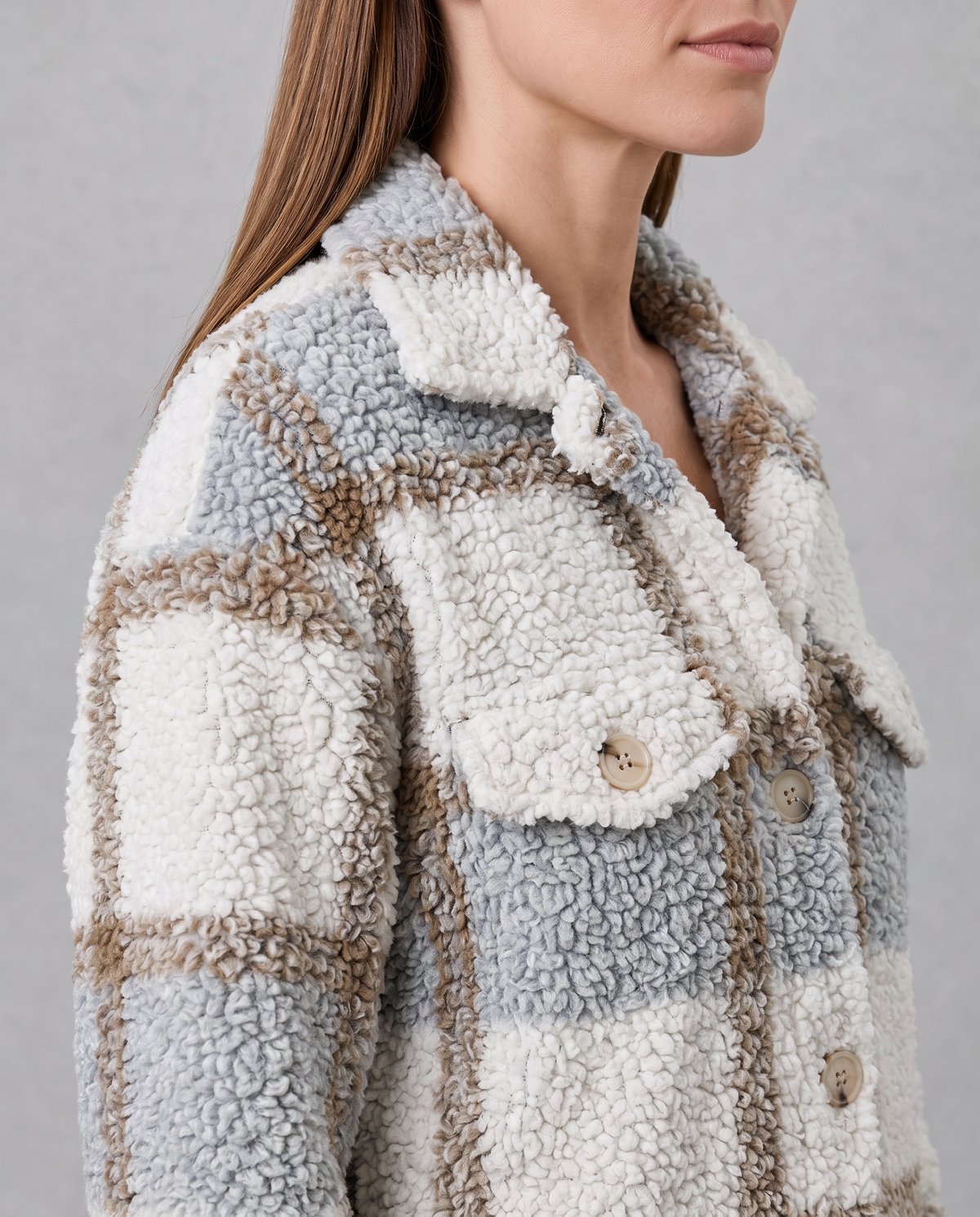 Teddy Jacket – Isabella Plush Check Overshirt
