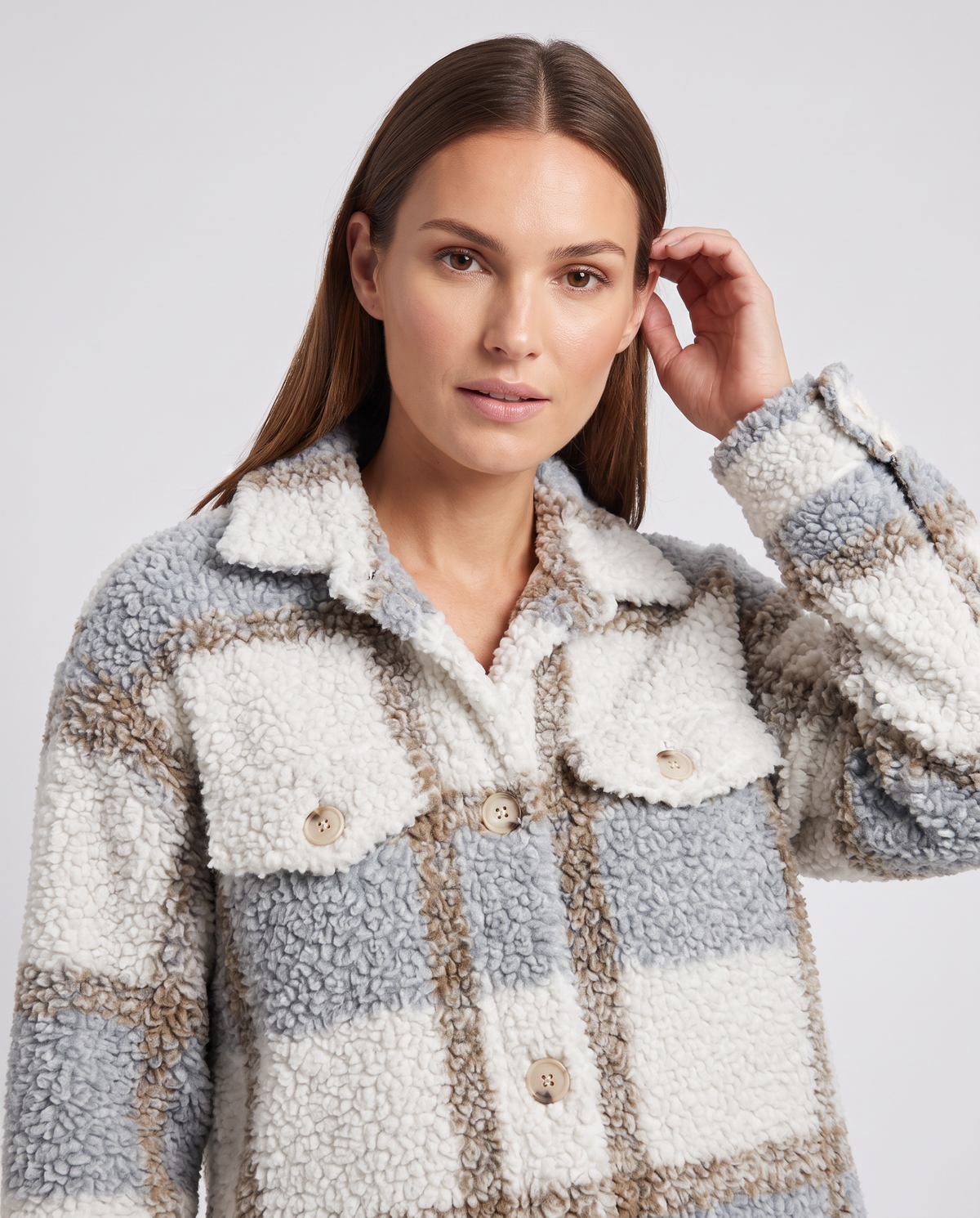 Teddy Jacket – Isabella Plush Check Overshirt